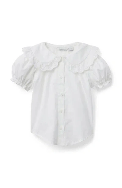 Janie And Jack Kids'  Lace Trim Collar Top In White