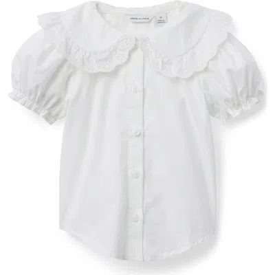Janie And Jack Kids'  Lace Trim Collar Top In White