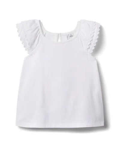 Janie And Jack Lace Trim Top In White