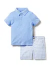 JANIE AND JACK LITTLE BOY'S & BOY'S PIQUE POLO & GINGHAM SHORTS SET