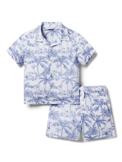 Janie And Jack Little Boy's & Boy's Toile De Jouy Linen Shirt & Shorts Set