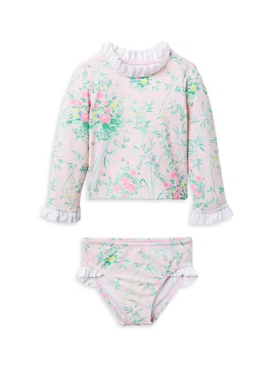 Janie And Jack Little Girl's & Girl's 2-piece Floral Rashguard Swimsuit In Neutral