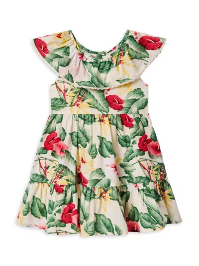 Janie And Jack Little Girl's & Girl's Floral Ruffle-trimmed Cotton Dress In Neutral