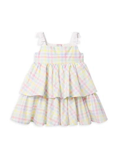 Janie And Jack Little Girl's & Girl's Gingham Print Tiered Dress In Neutral