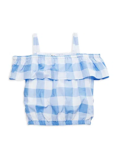 Janie And Jack Kids' Little Girl's & Girl's Gingham Top In Blue