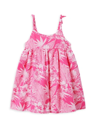 Janie And Jack Kids' Little Girl's & Girl's Palm Print Dress Set In Pink
