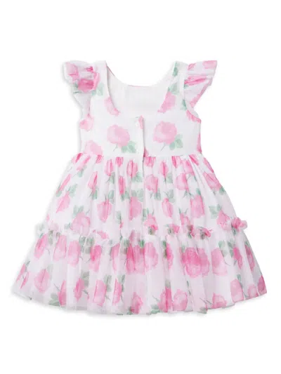 Janie And Jack Little Girl's & Girl's Rose Print Chiffon Dress In White