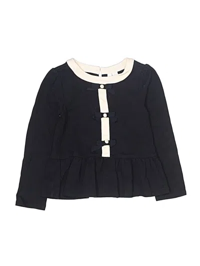 Pre-owned Janie And Jack Kids' Long Sleeve Blouse In Black
