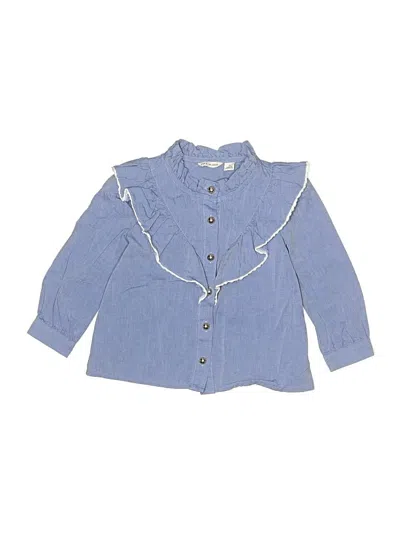 Pre-owned Janie And Jack Kids' Long Sleeve Blouse In Blue