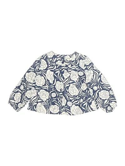 Pre-owned Janie And Jack Kids' Long Sleeve Blouse In Blue