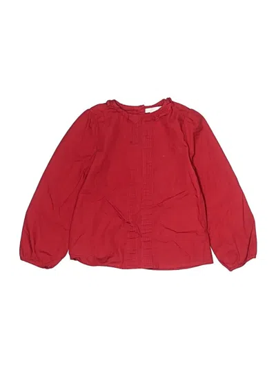 Pre-owned Janie And Jack Kids' Long Sleeve Blouse In Red