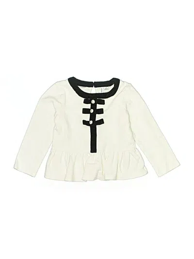 Pre-owned Janie And Jack Kids' Long Sleeve Blouse In White