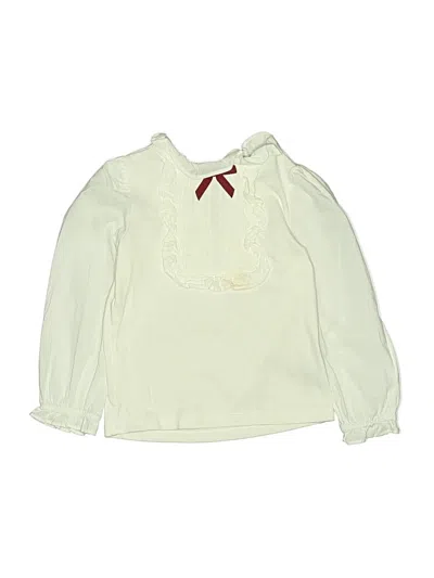 Pre-owned Janie And Jack Kids' Long Sleeve Blouse In White