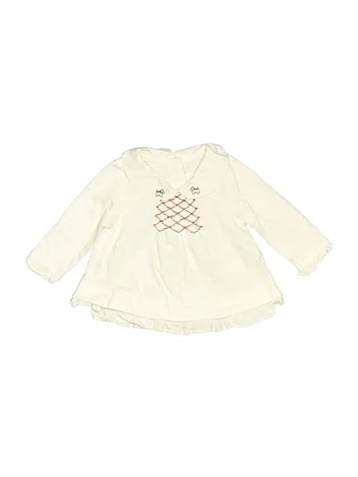 Pre-owned Janie And Jack Babies' Long Sleeve Blouse In White