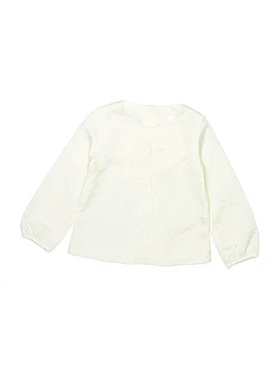 Pre-owned Janie And Jack Kids' Long Sleeve Blouse In White