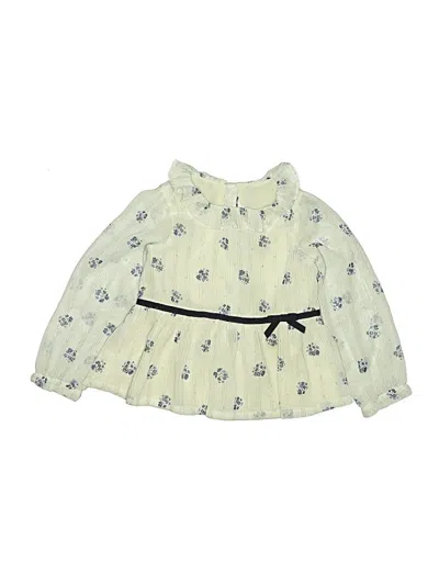 Pre-owned Janie And Jack Kids' Long Sleeve Blouse In White