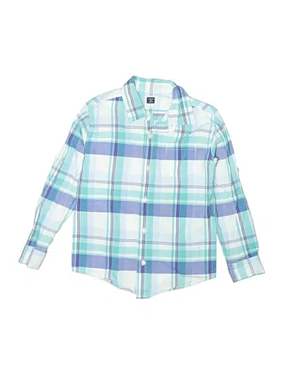 Pre-owned Janie And Jack Kids' Long Sleeve Button Down Shirt In Blue