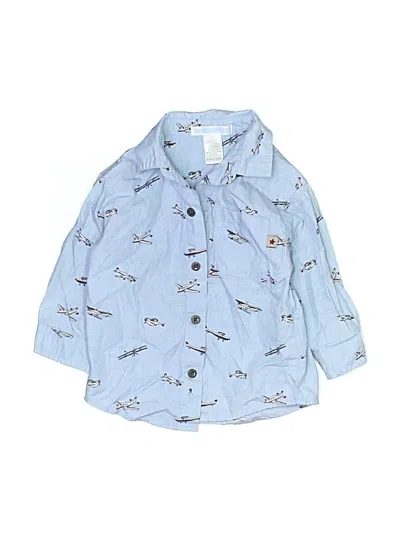 Pre-owned Janie And Jack Babies' Long Sleeve Button Down Shirt In Blue