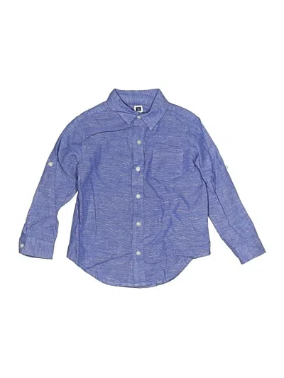 Pre-owned Janie And Jack Kids' Long Sleeve Button Down Shirt In Blue
