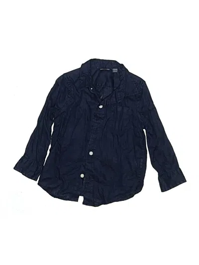Pre-owned Janie And Jack Kids' Long Sleeve Button Down Shirt In Blue