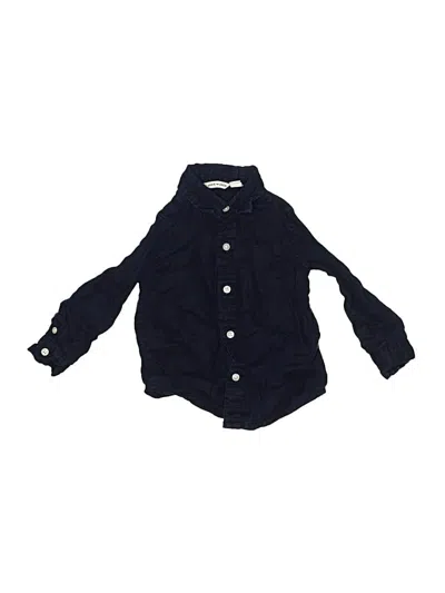 Pre-owned Janie And Jack Kids' Long Sleeve Button Down Shirt In Blue