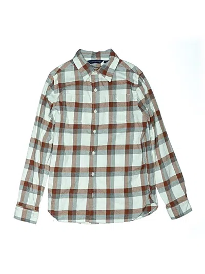 Pre-owned Janie And Jack Kids' Long Sleeve Button Down Shirt In Brown