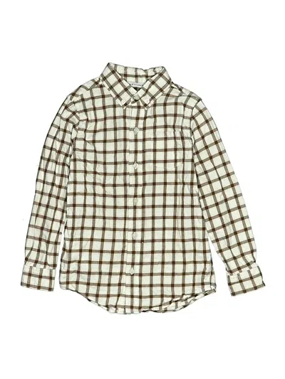 Pre-owned Janie And Jack Kids' Long Sleeve Button Down Shirt In Brown