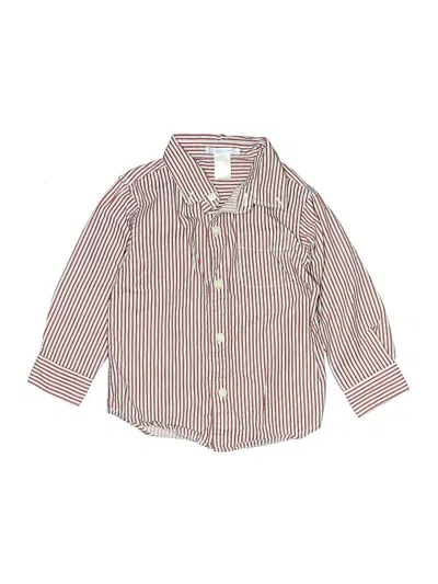 Pre-owned Janie And Jack Kids' Long Sleeve Button Down Shirt In Burgundy