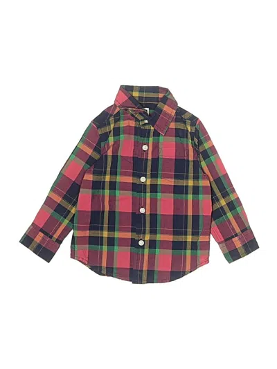 Pre-owned Janie And Jack Kids' Long Sleeve Button Down Shirt In Burgundy