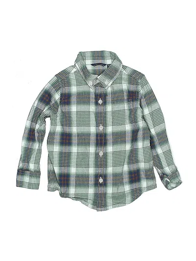 Pre-owned Janie And Jack Kids' Long Sleeve Button Down Shirt In Green