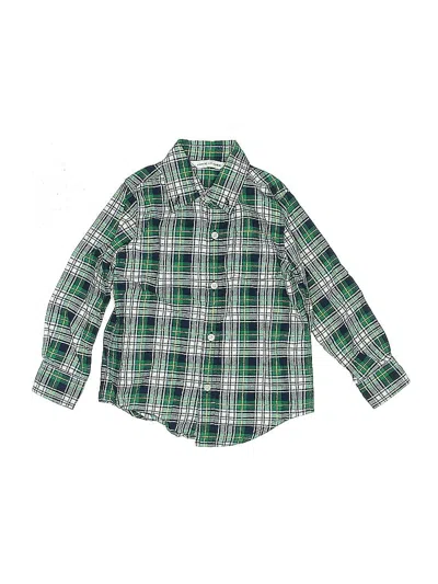 Pre-owned Janie And Jack Babies' Long Sleeve Button Down Shirt In Green
