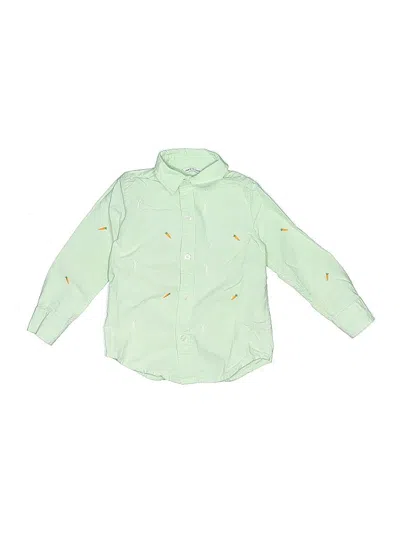 Pre-owned Janie And Jack Kids' Long Sleeve Button Down Shirt In Green