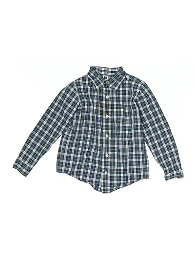 Pre-owned Janie And Jack Kids' Long Sleeve Button Down Shirt In Green