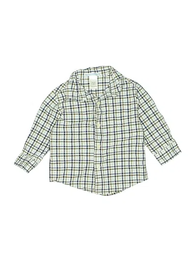 Pre-owned Janie And Jack Babies' Long Sleeve Button Down Shirt In Green