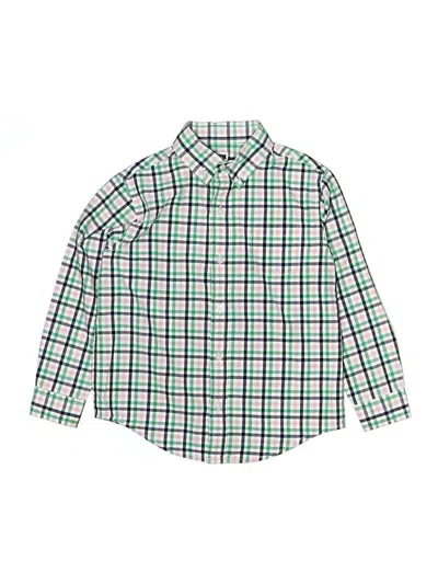 Pre-owned Janie And Jack Kids' Long Sleeve Button Down Shirt In Green