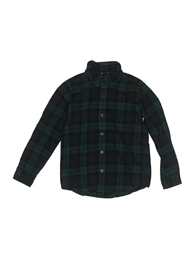 Pre-owned Janie And Jack Kids' Long Sleeve Button Down Shirt In Green