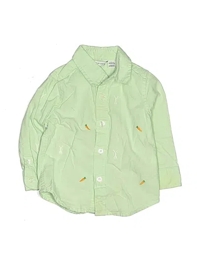 Pre-owned Janie And Jack Babies' Long Sleeve Button Down Shirt In Green