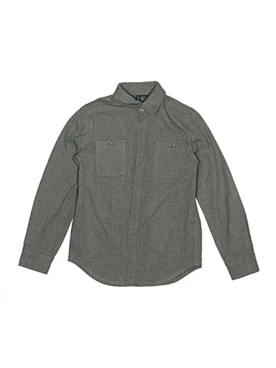 Pre-owned Janie And Jack Kids' Long Sleeve Button Down Shirt In Green