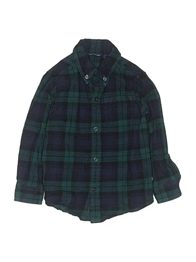 Pre-owned Janie And Jack Kids' Long Sleeve Button Down Shirt In Green