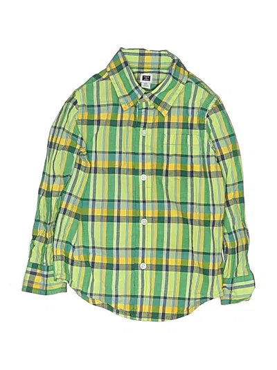 Pre-owned Janie And Jack Kids' Long Sleeve Button Down Shirt In Green