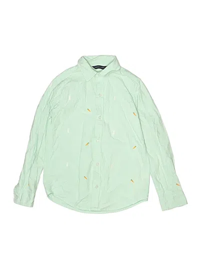 Pre-owned Janie And Jack Kids' Long Sleeve Button Down Shirt In Green