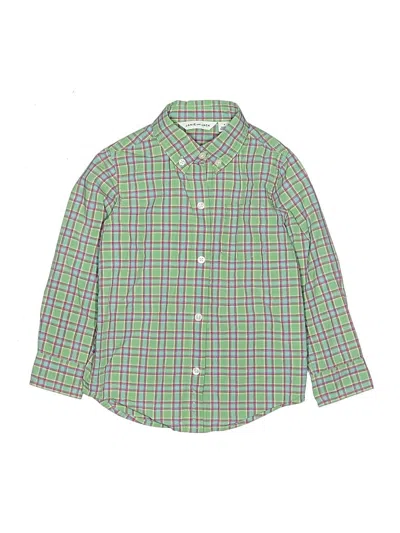 Pre-owned Janie And Jack Kids' Long Sleeve Button Down Shirt In Green