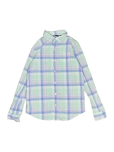 Pre-owned Janie And Jack Kids' Long Sleeve Button Down Shirt In Green
