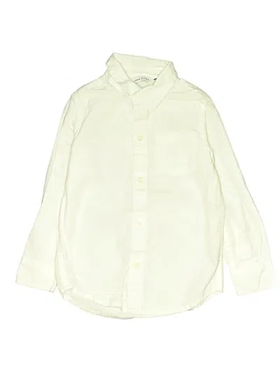 Pre-owned Janie And Jack Kids' Long Sleeve Button Down Shirt In Ivory