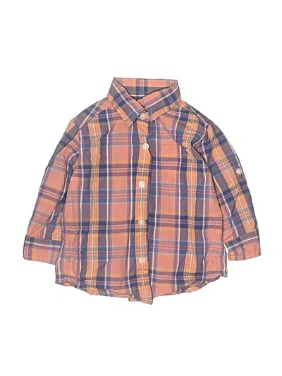 Pre-owned Janie And Jack Babies' Long Sleeve Button Down Shirt In Orange