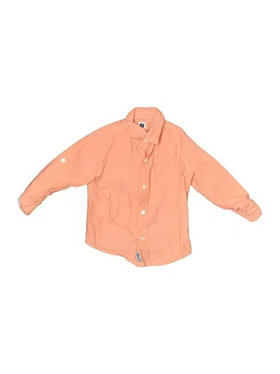 Pre-owned Janie And Jack Kids' Long Sleeve Button Down Shirt In Orange