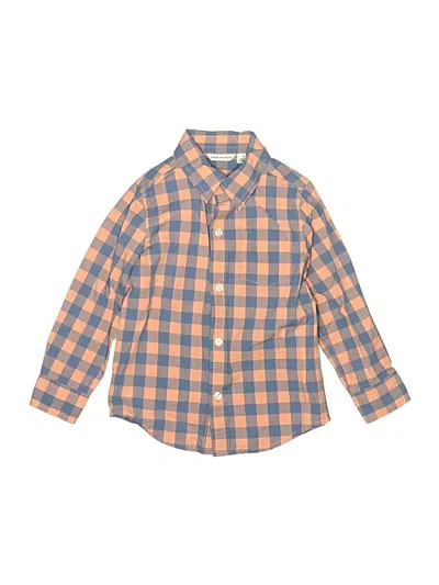 Pre-owned Janie And Jack Kids' Long Sleeve Button Down Shirt In Orange
