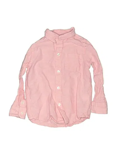 Pre-owned Janie And Jack Kids' Long Sleeve Button Down Shirt In Pink