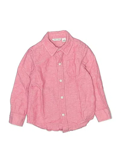 Pre-owned Janie And Jack Kids' Long Sleeve Button Down Shirt In Pink