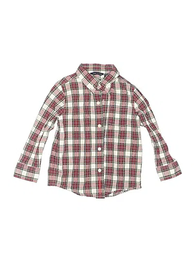 Pre-owned Janie And Jack Kids' Long Sleeve Button Down Shirt In Red